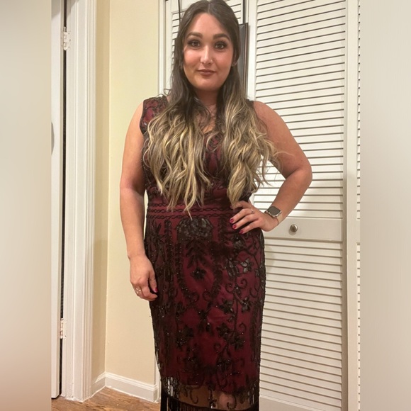 Red Flapper Style Dress- L - Picture 5 of 5